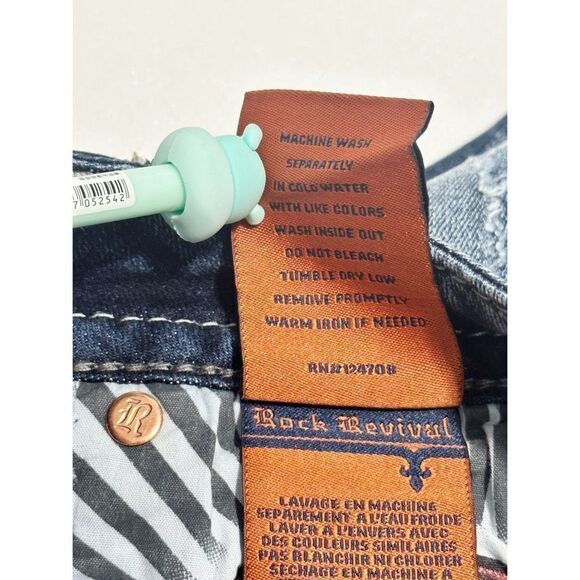 Rock Revival Muna Mid Rise Skinny‎ Jeans Blue Distressed Size 24 Length 32 - Picture 15 of 16